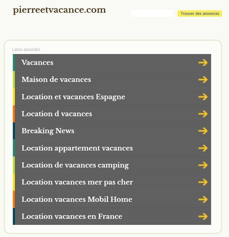 Typosquatting Page Parking Nom Domaine Pierre et Vacances